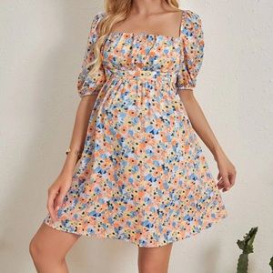 Floral Maternity Tie Back Dress